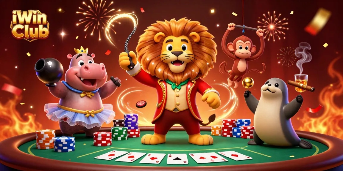 Engage with iWin Club through thrilling casino games at a vibrant 3D celebration.