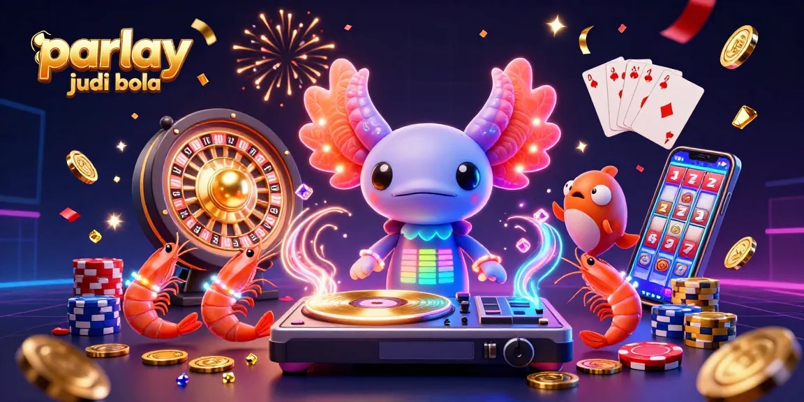 Experience the excitement of parlay judi bola with vibrant, dynamic 3D illustration featuring engaging gambling elements.
