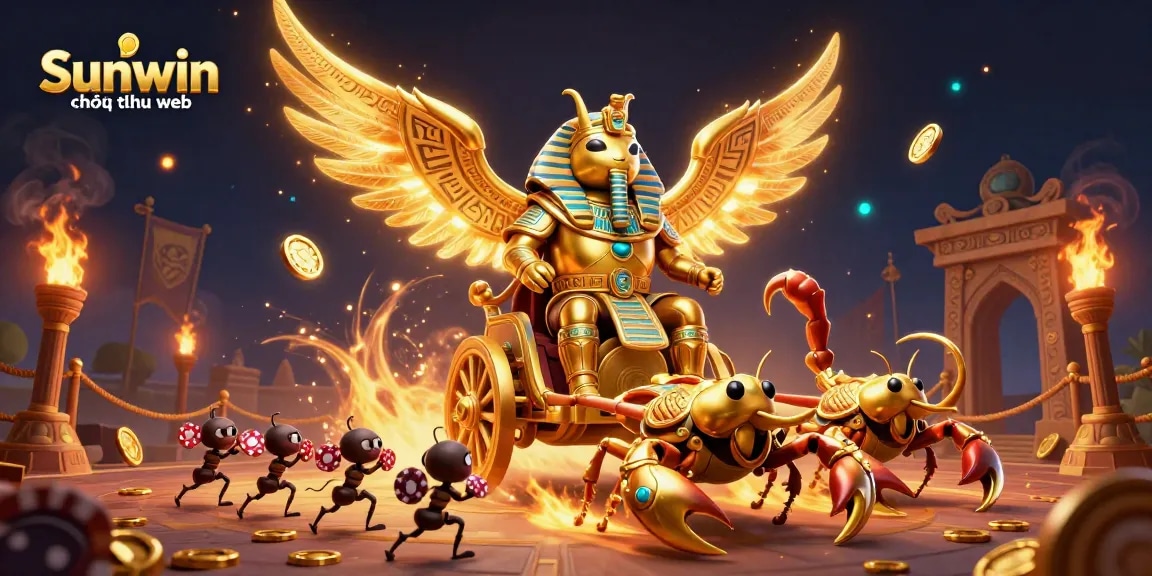 Experience exciting gameplay with Sunwin chơi trên web, featuring dynamic 3D casino illustration.