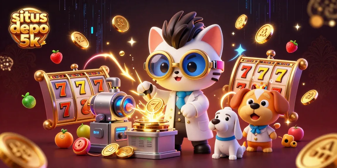 Experience the thrill of slots with situs depo 5k, featuring dynamic jackpot symbols and vibrant casino elements.