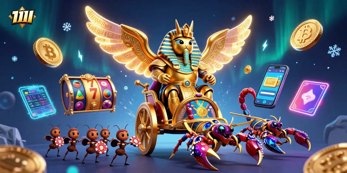 11WIN offers a thrilling casino experience with vibrant characters and crypto elements in a stunning 3D illustration.