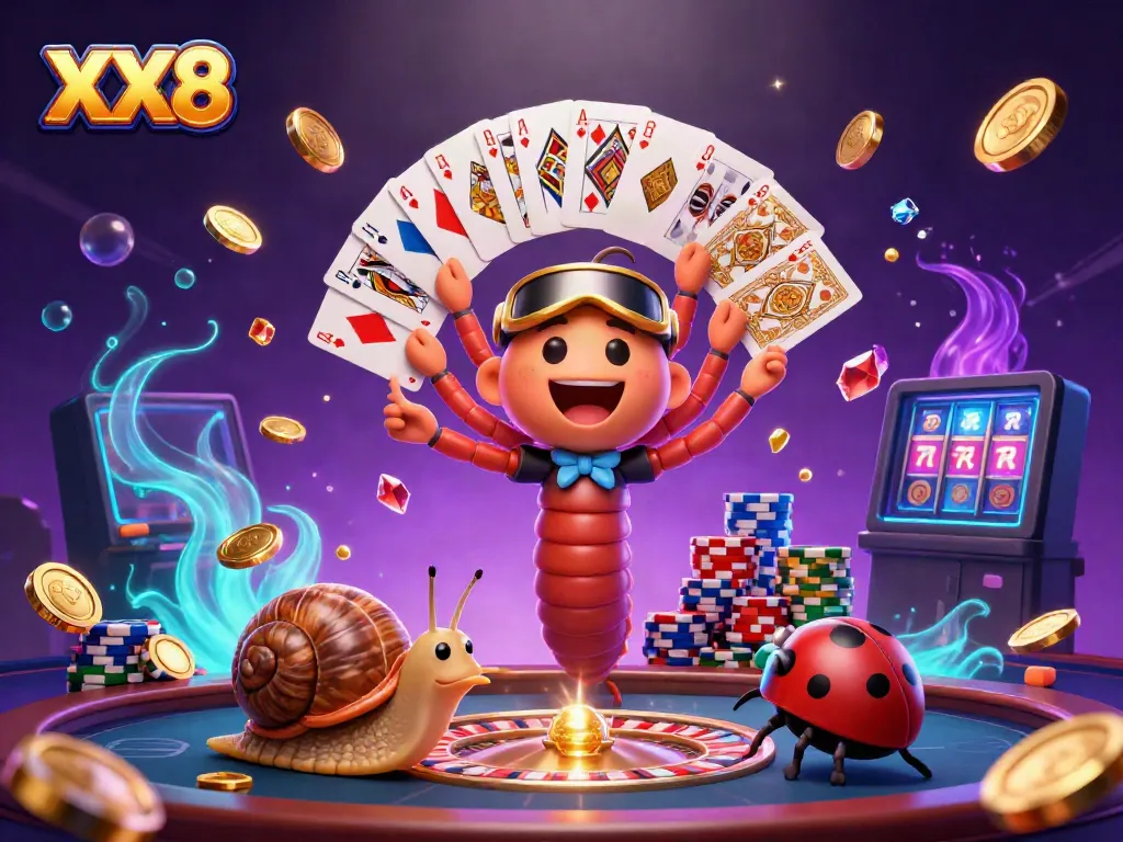 Experience thrilling gameplay at XX8 with dynamic casino characters and vibrant elements.