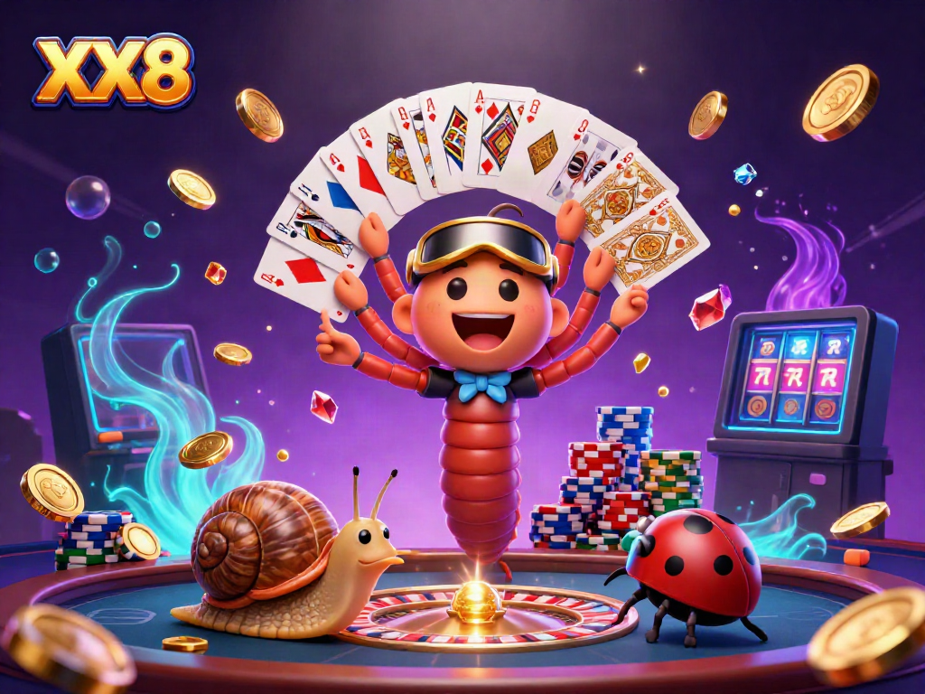 Experience thrilling gameplay at XX8 with dynamic casino characters and vibrant elements.