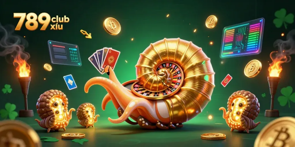 Experience thrilling gameplay with 789club tài xỉu alongside a giant nautilus and glowing ammonites