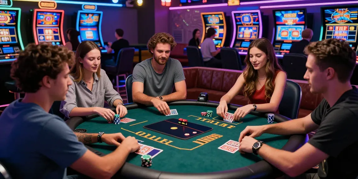 Exciting players enjoying games in a lively credit card casino site atmosphere