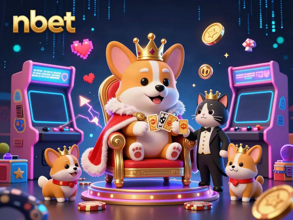 Experience thrilling gameplay at nbet with a cartoon royal corgi and lively casino elements.