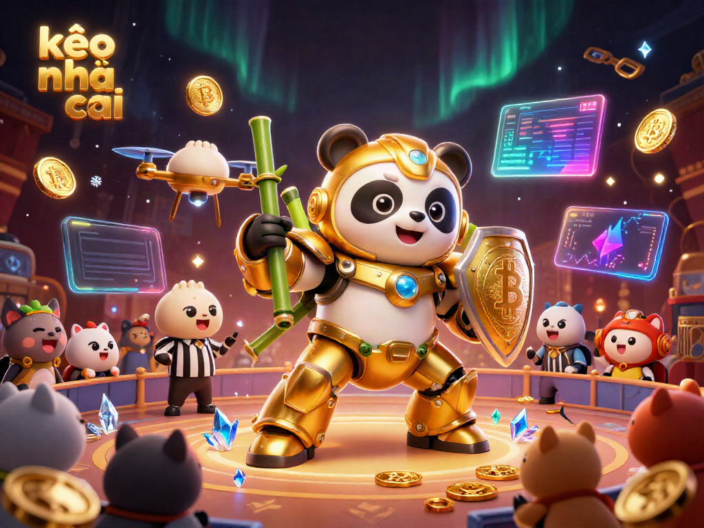 Experience thrilling sports betting with kèo nhà cái in this vibrant, dynamic 3D scene featuring a golden panda in action.