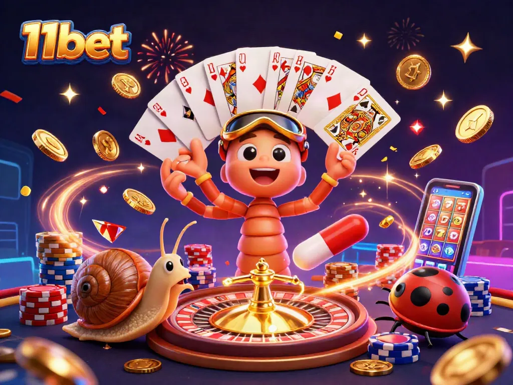Join the excitement at 11bet with dynamic 3D characters and vibrant casino elements.
