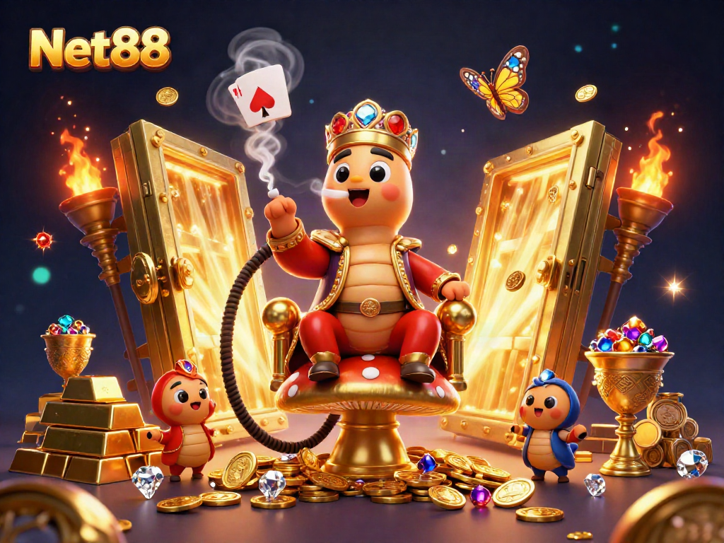 Engage with Net88's thrilling betting experience in a captivating casino-themed 3D illustration.