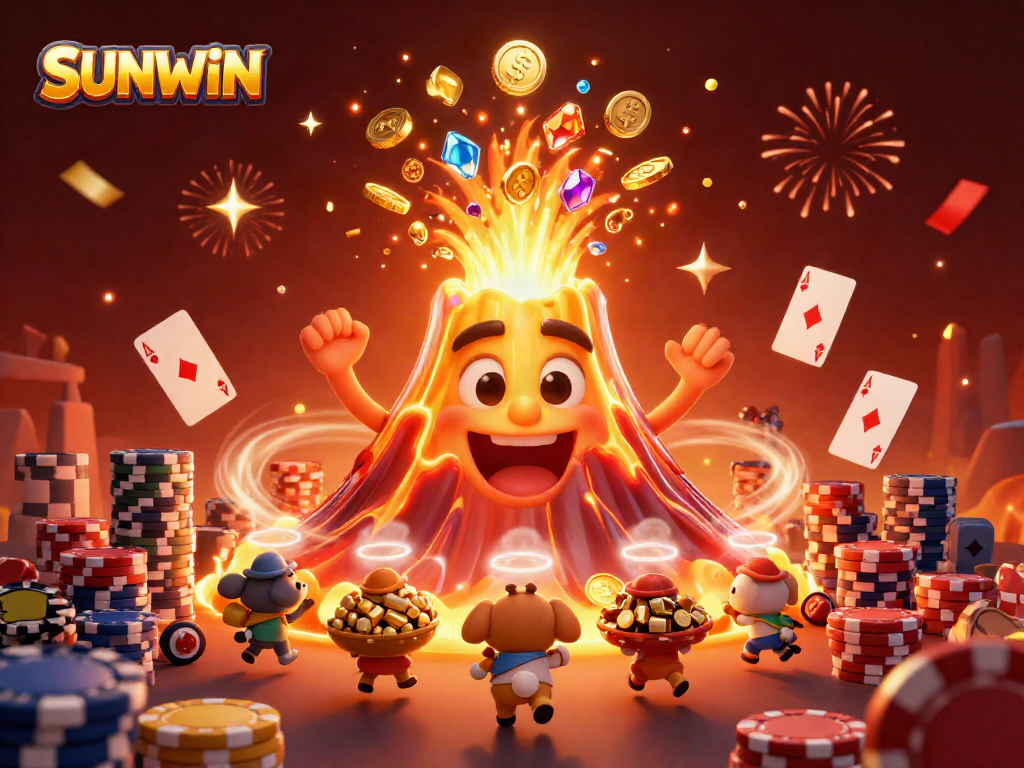 Experience excitement at SUNWIN with a thrilling volcanic eruption of treasure and poker elements.