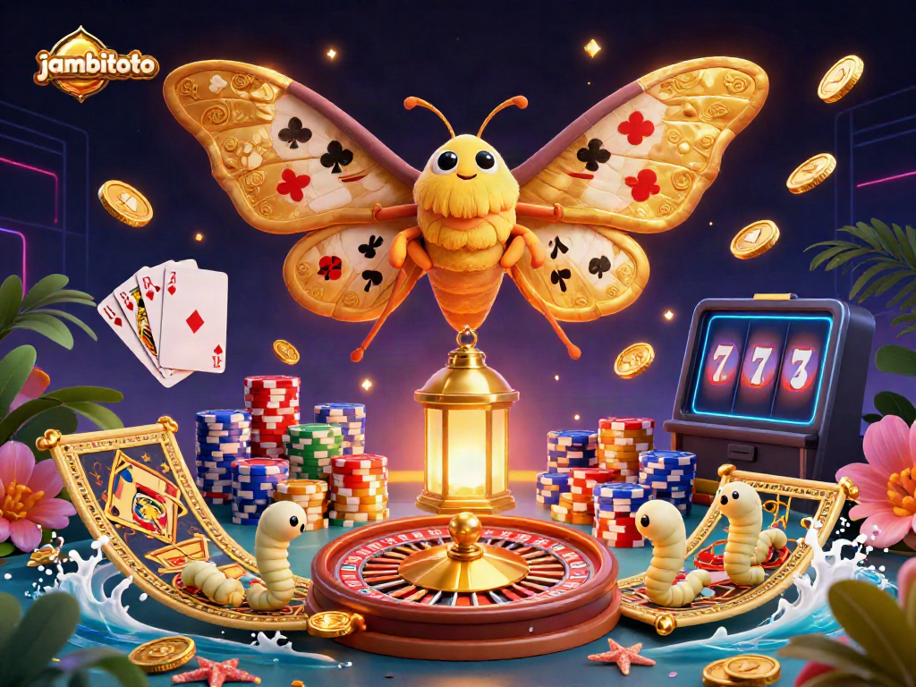 Experience thrilling gaming action with jambitoto under a vibrant casino scene featuring golden coins and playing cards.
