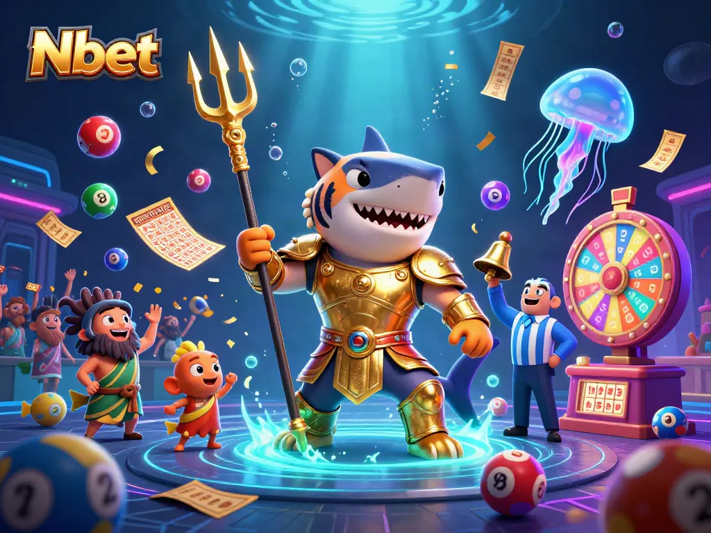 Nbet offers an exciting underwater casino experience with a tiger shark in gladiator armor.
