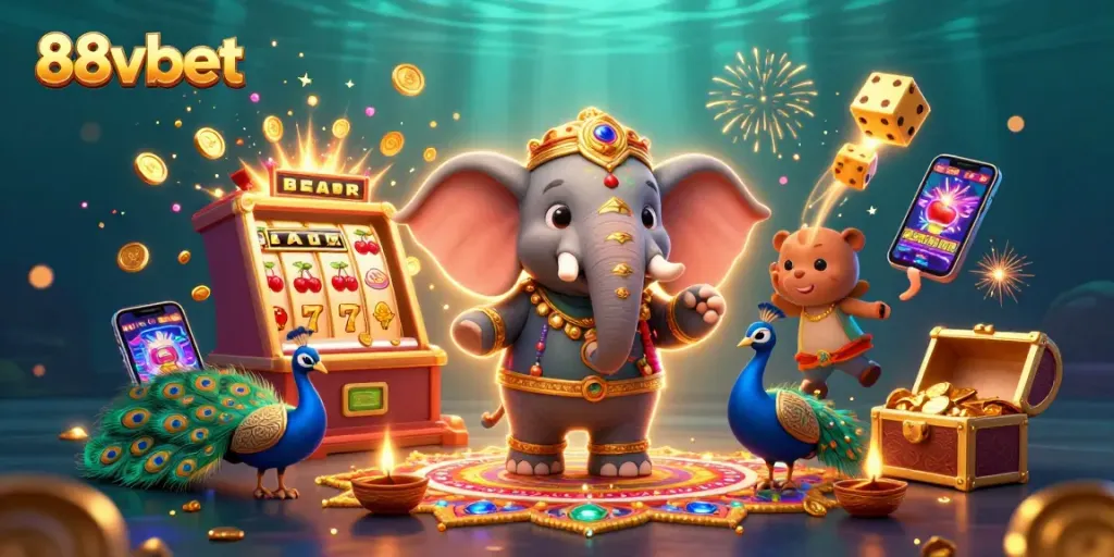 Engage with 88vbet's vibrant 3D illustration showcasing a winning casino experience.