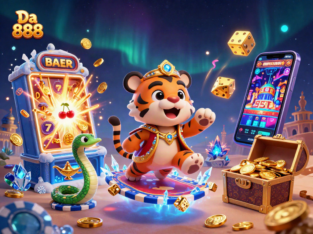 Experience winning moments at Da 888 with a vibrant slot machine explosion and casino excitement